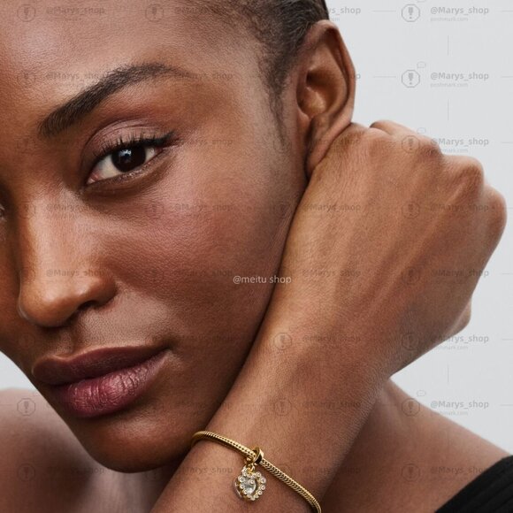 Pandora Sparkling Heart Double Dangle Charm - Picture 5 of 6